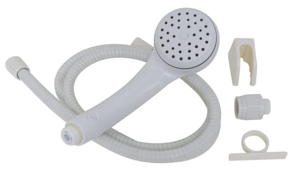 Phoenix Products Hand-Held Shower Head, White Plastic, with Hose