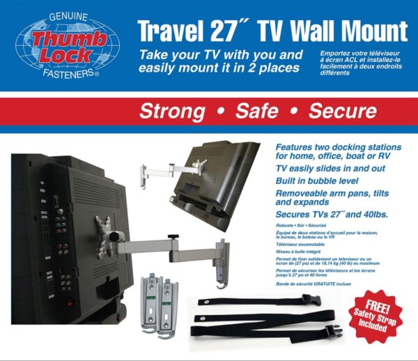 Ready America Dual-Docking TV Mount, Extends 16 inches, Up to 27-inch, 40 Pound