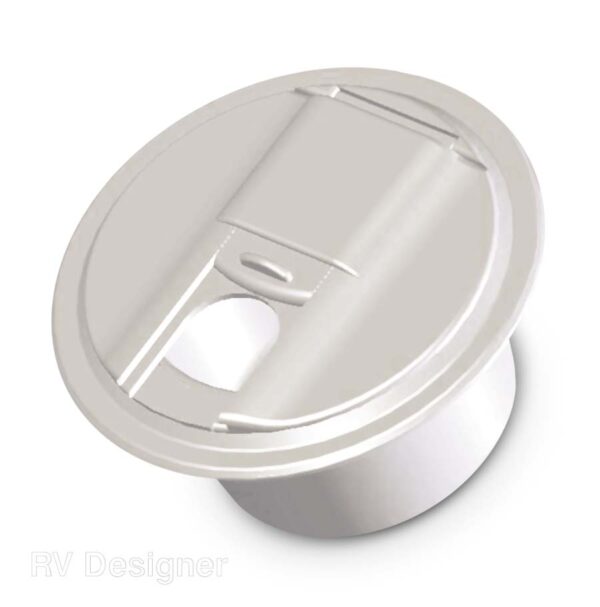 RV Designer 15/30/50 Amp Electrical Cord Hatch, Round, Polar White