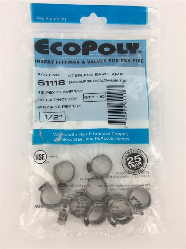 Elkhart Stainless Steel Hose Clamp Set, 1/2 inch, 10-Pack, Silver