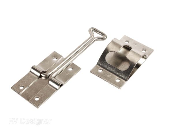 RV Designer T-Style Door Catch, 4 in, Silver