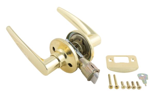 AP Products Entry Door Handle, Passage Lever, Gold