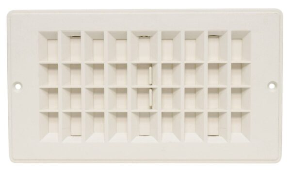 Valterra 8 x 4-Inch Rectangular Floor Register with Damper, White