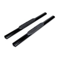 TrailFX Oval Step Bars, Black Powder Coated, 4 Inch, Rocker Panel Mount, Set of 2