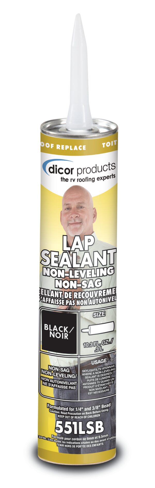 Dicor Non-Leveling Lap Sealant, Black, 10 oz