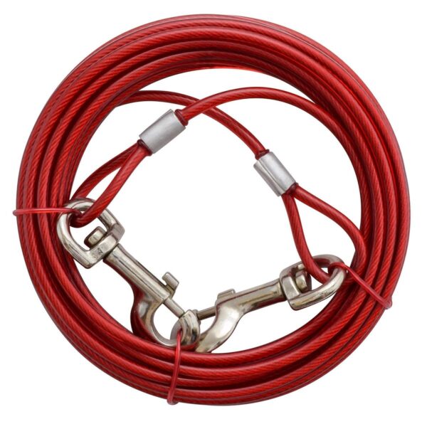 Valterra Steel Cable Pet Leash, 20 Feet, Red, for Dogs up to 100 lbs