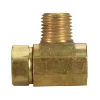 JR Products Propane Tee Manifold, 1/4" Female Inverted Flare to Dual Male Threads