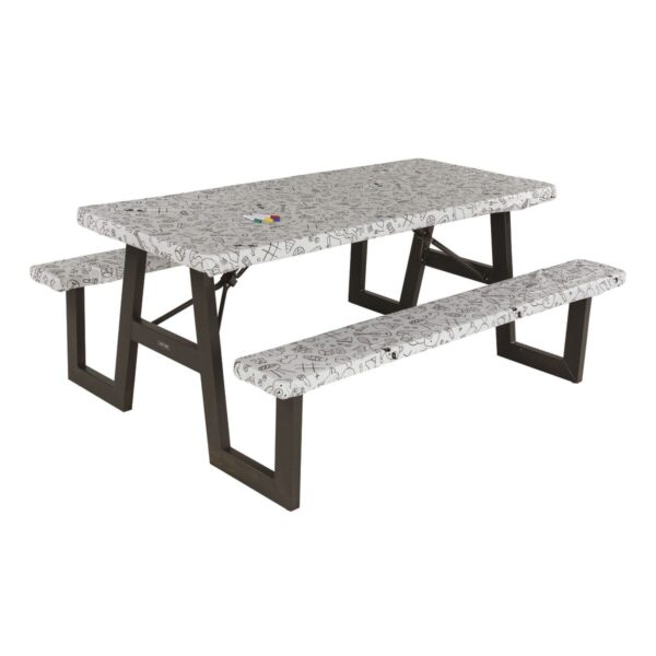 Lippert Vinyl Picnic Tablecloth with Bench Cover, Gray