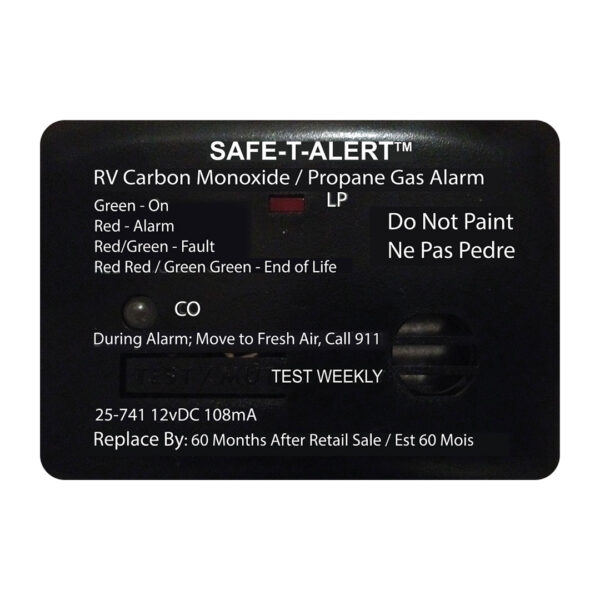 MTI Industries Carbon Monoxide and Propane Combo Detector, 3-1/2" x 2-1/2", Black