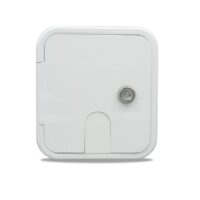B&B Molders Electrical Cord Hatch, 6 x 6 Inch Rectangular, Polar White with Key Lock