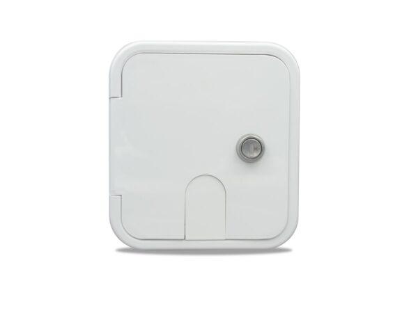 B&B Molders Electrical Cord Hatch, 6 x 6 Inch Rectangular, Polar White with Key Lock