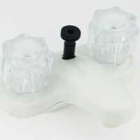 Empire 4 Inch Lavatory Faucet with Diverter and Crystal Knobs, White