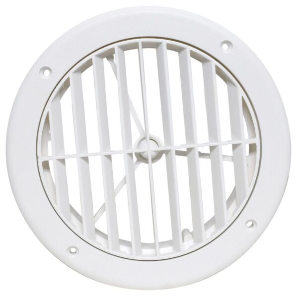 Valterra 5-Inch Round Ceiling Register with Damper, White