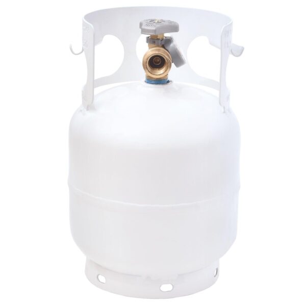 Flame King 5 Pound Propane Tank, White, with Gauge and OPD Valve