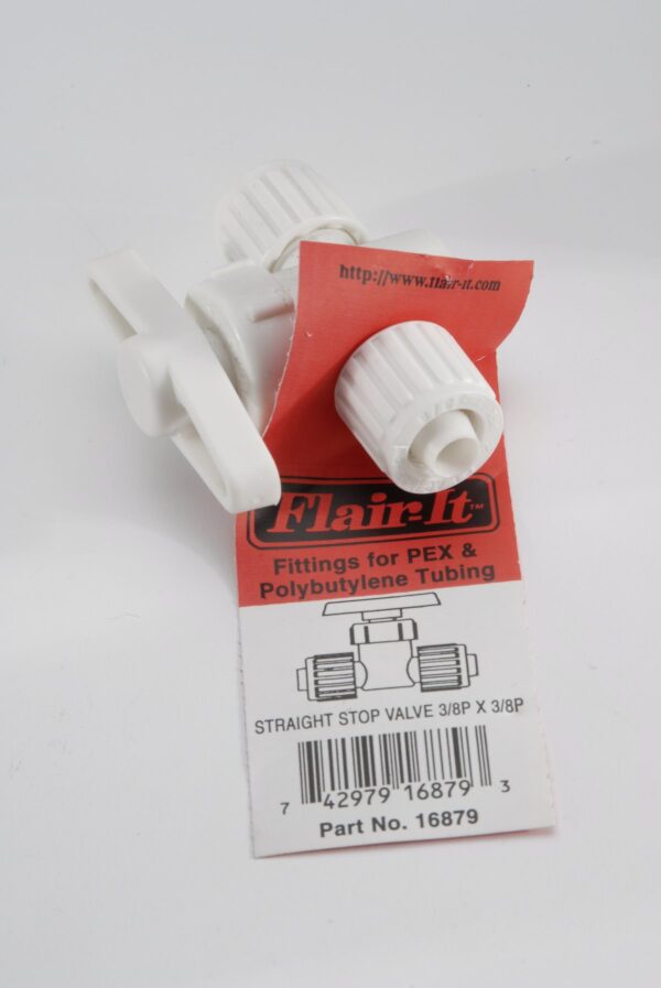 Elkhart Supply 3/8 Inch Fresh Water Stop Valve, Straight, White
