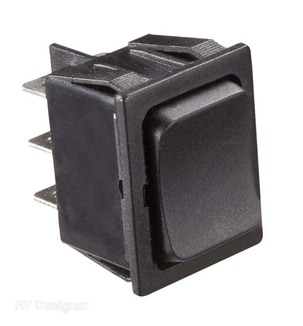 RV Designer 14V 5A Momentary DPDT Rocker Switch, Black
