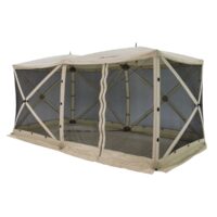 Lippert Picnic Popup Gazebo, 16 x 8 Feet, Tan Polyester with Mesh