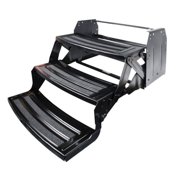 Lippert Manual Entry Step, 3-Step, 24" W x 18.5" H, 400 lb Capacity, Black
