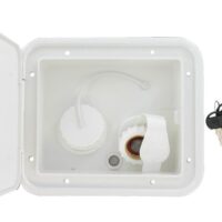 Valterra Large Flange Fresh Water Inlet, White, Dual Connection with Tank Vent
