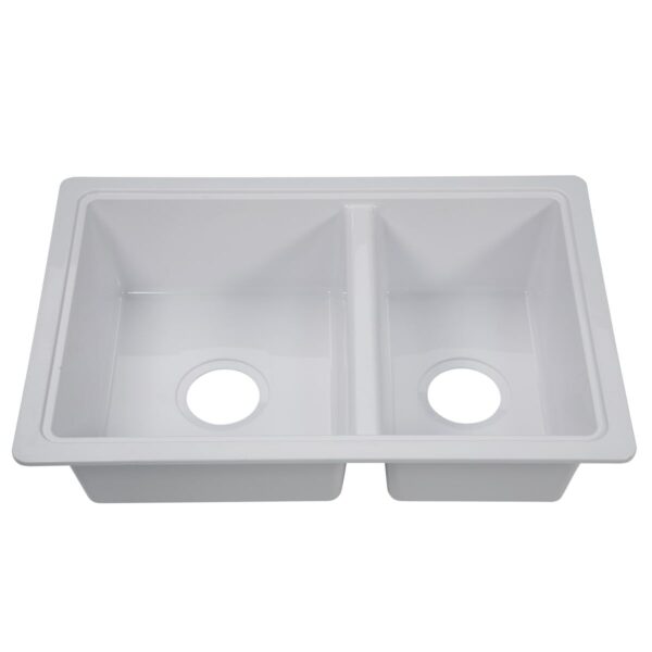 Lippert Double Bowl Kitchen Sink, 25x7 Inch, White
