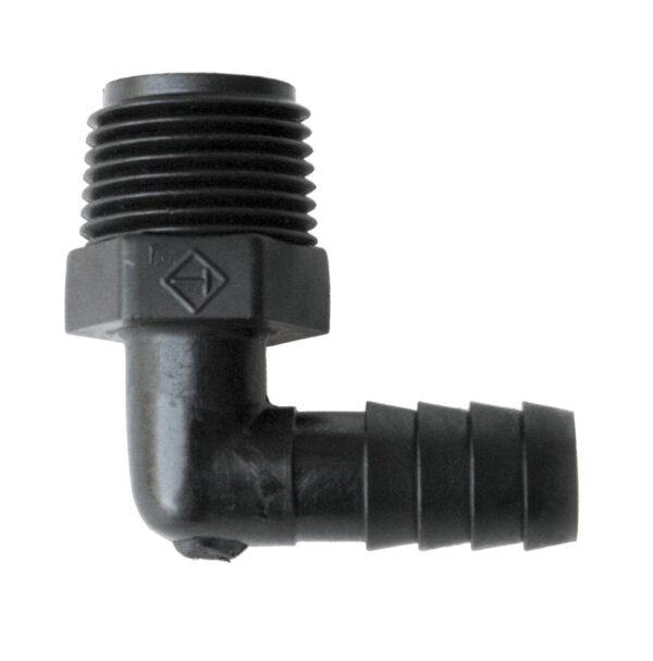 Valterra 90-Degree Elbow, 3/8-Inch Male Thread to Barb, Black