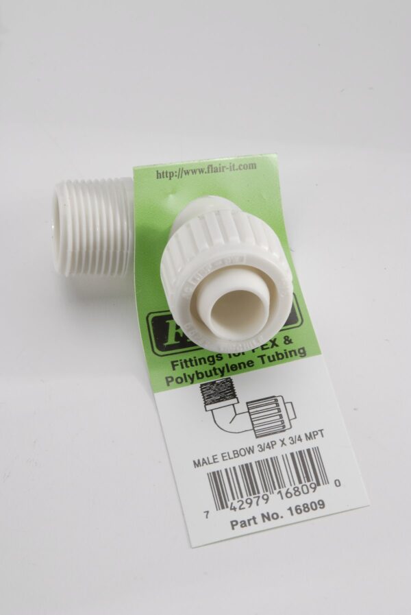Elkhart Supply Compression to Male Thread Elbow, 3/4 Inch, 90 Degree, White