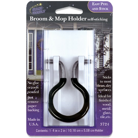 Magic Mounts Adhesive Broom Holder, White