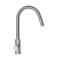 Lippert Single Hole Kitchen Faucet, Stainless Steel, Pull-Out Spout, Silver