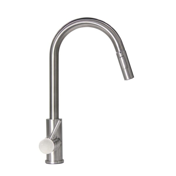 Lippert Single Hole Kitchen Faucet, Stainless Steel, Pull-Out Spout, Silver