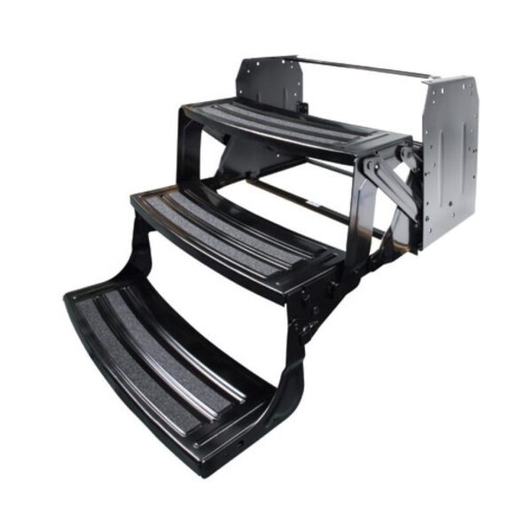 Lippert Manual Entry Step, 3-Step, 24" W x 25" H, 400 lb Capacity, Black