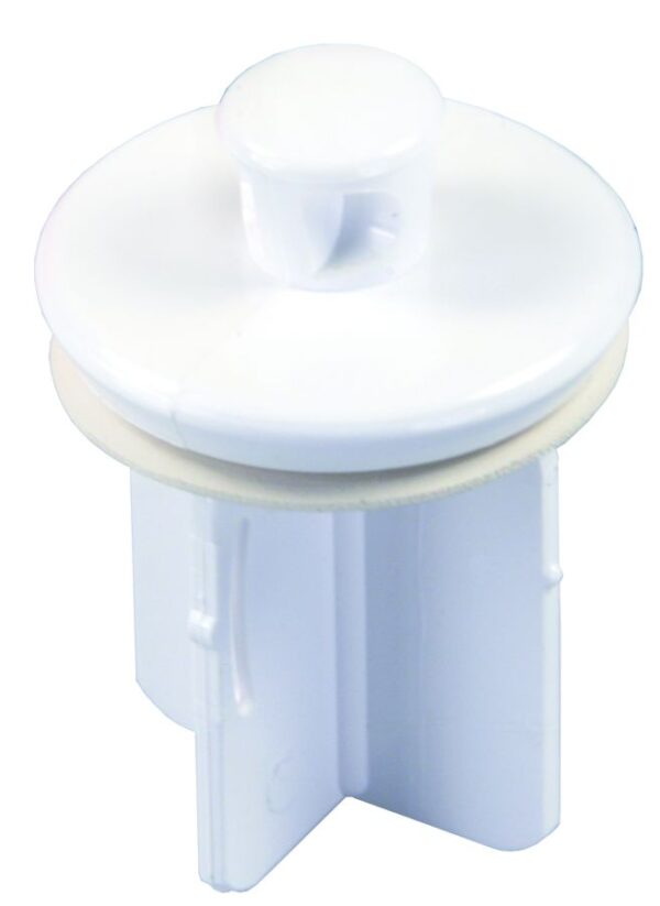 JR Products Sink Drain Stopper, White Plastic Pop-Up