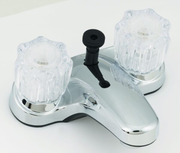 Empire 4 Inch Lavatory Faucet with Diverter and Crystal Knobs, Chrome