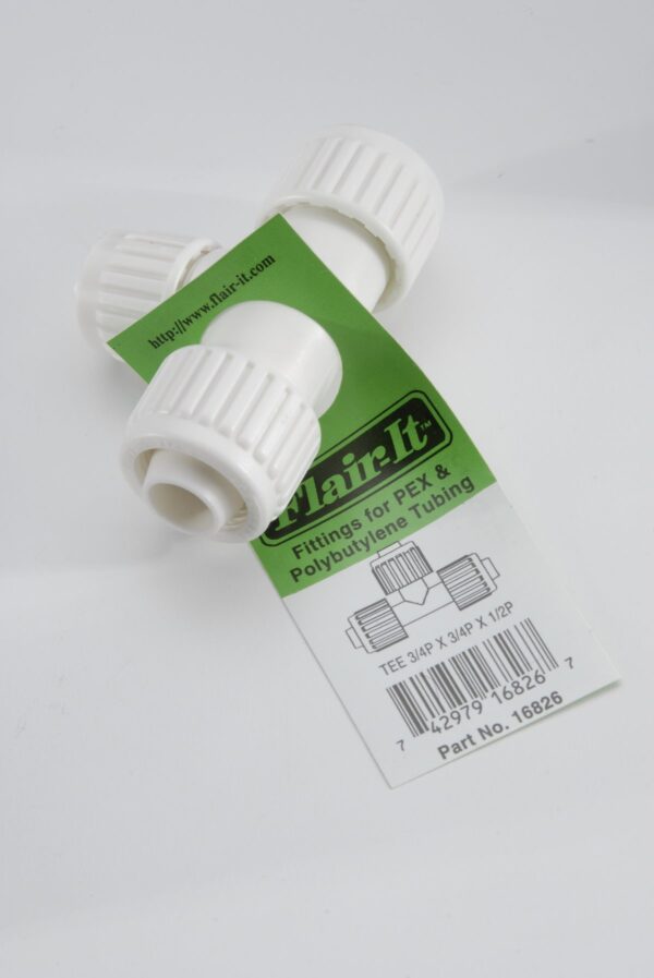 Elkhart Supply 3/4 Inch Reducing Tee with 3/4 and 1/2 Inch Outlets, White