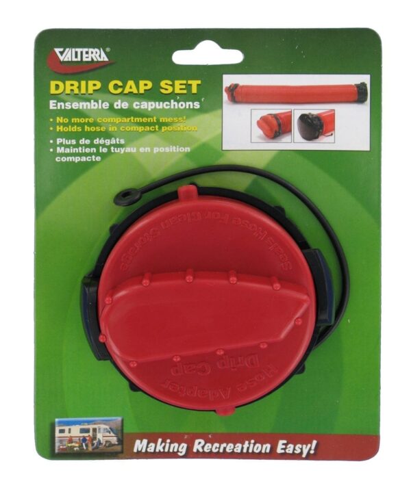 Valterra Bayonet Sewer Cap Set, 3 Inch, 2-Pack, Black and Red