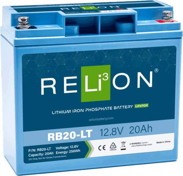 RELiON 12 Volt 20 Ah Lithium Deep Cycle Battery, Cold Weather