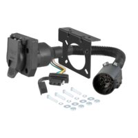 CURT Vehicle End Multi-Socket Trailer Wiring Connector, 7-Blade to 4-Flat, Black
