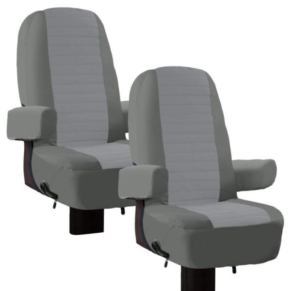 Classic Accessories Captain Seat Cover, High-Back Bucket with Headrest, Gray, Set of 2