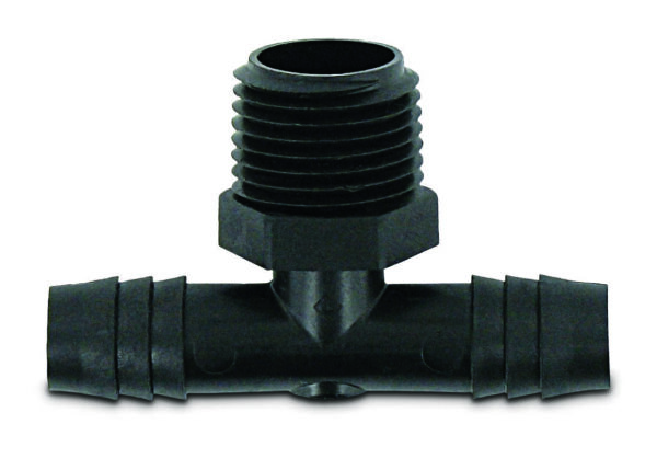 Valterra 1/2-Inch Tee Fitting, Male Thread and Barb, Black