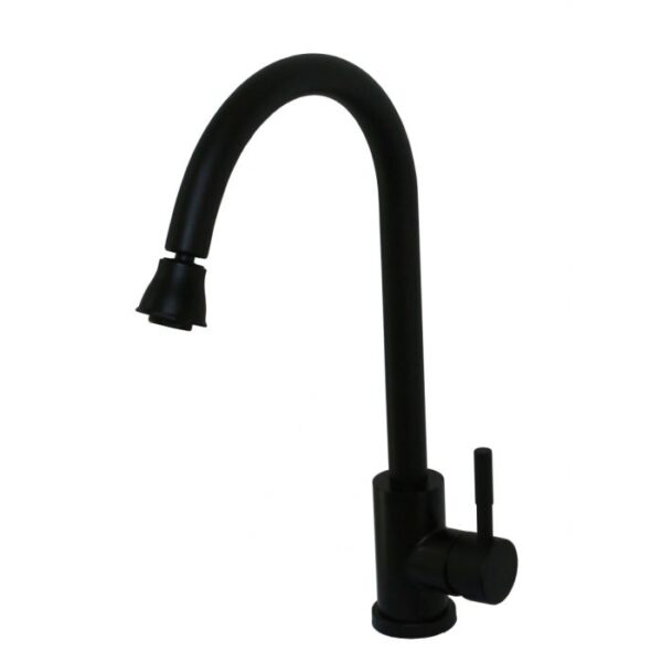 Empire RV Kitchen Faucet, Gooseneck, Matte Black, Lever Handle