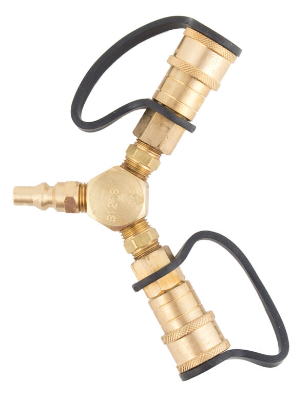 Marshall Excelsior Propane Y-Splitter, Quick-Disconnect, 1/4 Inch, Brass