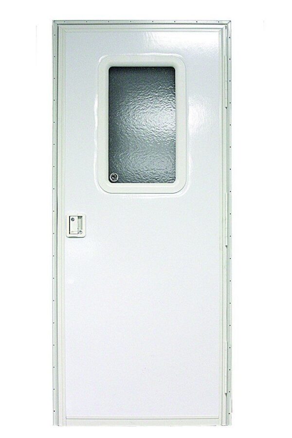 Lippert Square Entry Door, 28" x 68", Polar White with Obscure Glass