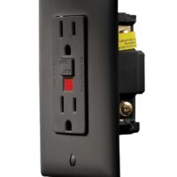 RV Designer GFCI Dual Receptacle, 125V AC, Indoor, Black, with Cover