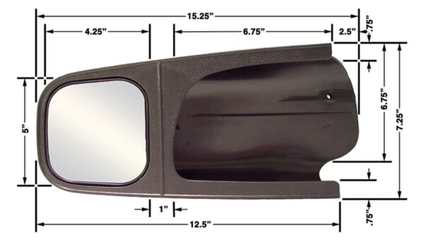CIPA Exterior Towing Mirror Add-On, 4-1/4 x 5 in, Set of 2, Black