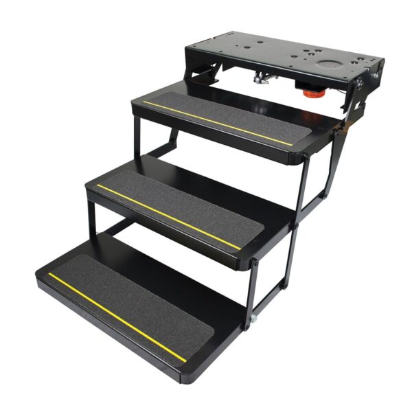 Lippert Kwikee 25 Series Triple Electric Entry Step, 24 in., Illuminated, Black