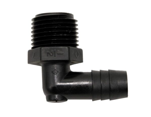 Valterra 90-Degree Elbow, 1/2-Inch Male Thread to Barb, Black