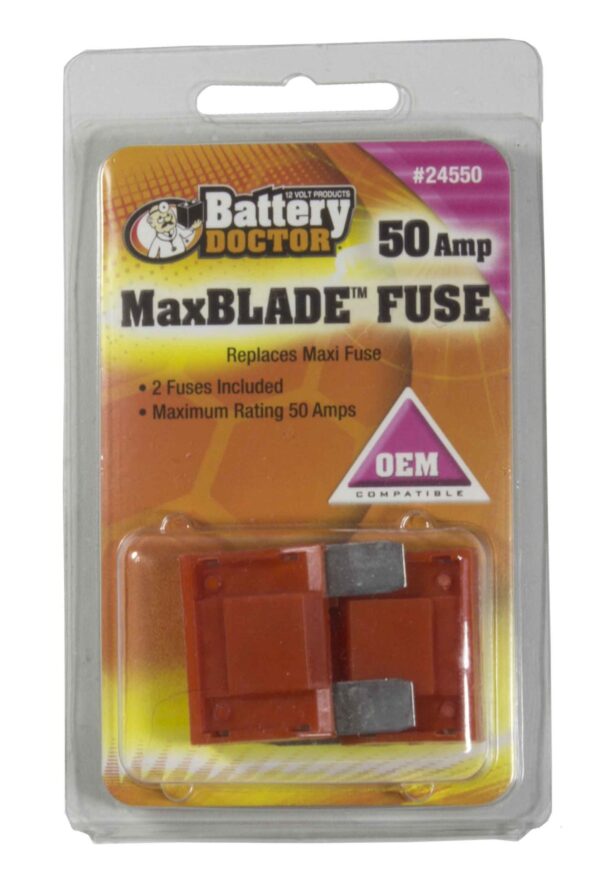 WirthCo Battery Doctor Red Blade 50 Amp Maxi Fuse, Pack of 2