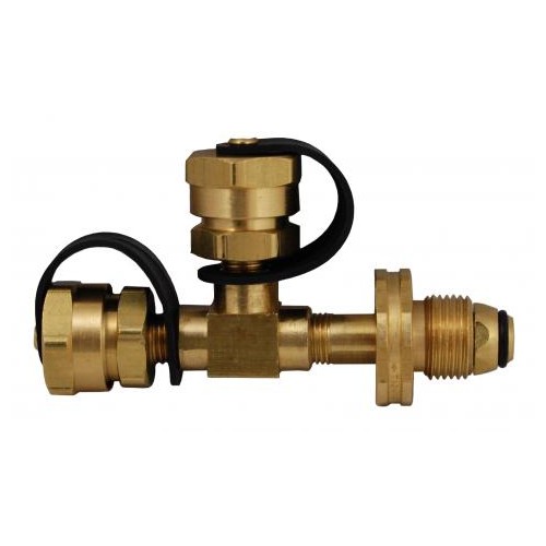 Marshall Excelsior Propane Splitter, Male POL to Tee, Dual 1 Inch-20 Male