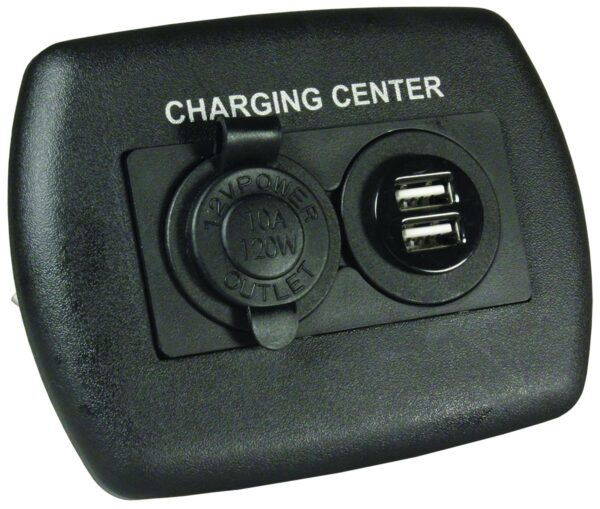 JR Products USB Outlet with Cigarette Lighter Socket, Metal
