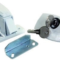JR Products Push-Button Entry Door Handle, White, 701-Style Key