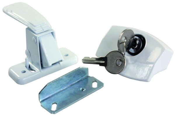 JR Products Push-Button Entry Door Handle, White, 701-Style Key